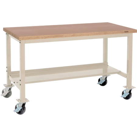 Global Industrial Mobile Workbench, 48 x 30in, Square Tubular Leg, Shop Top Square Edge, Tan 319364TN